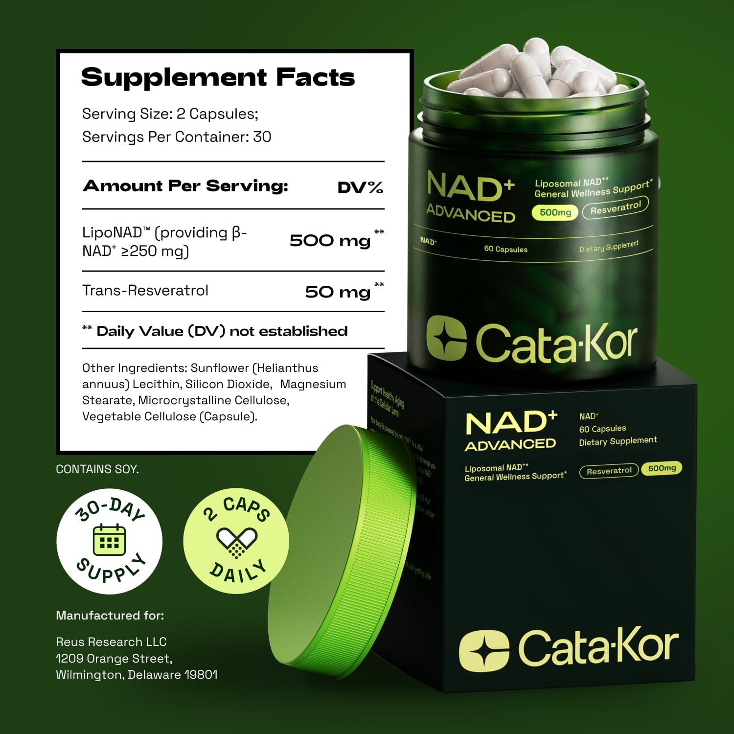 Cata-Kor Suplemento liposomal NAD + resveratrol