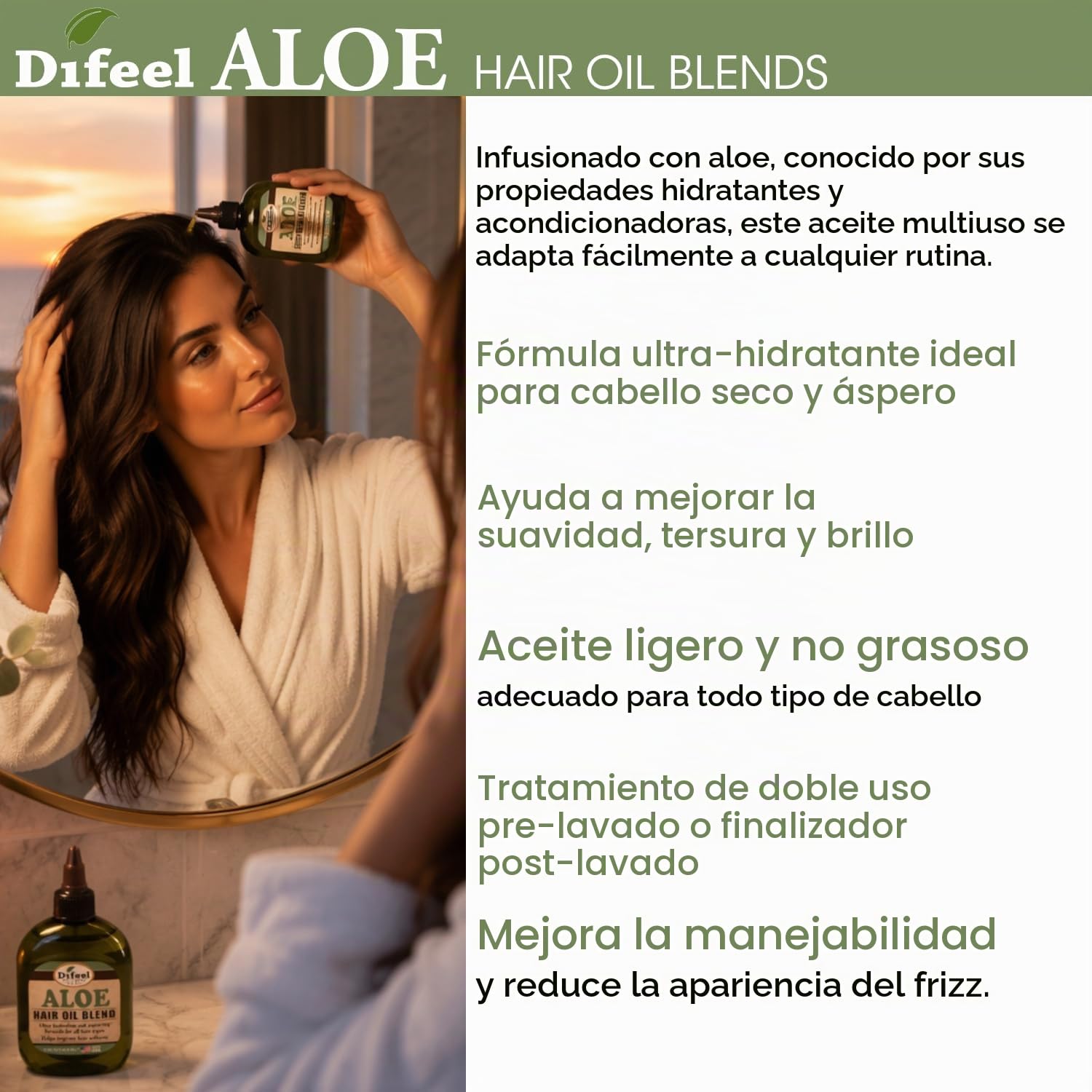 Aceite capilar difeel Aloe 210ml