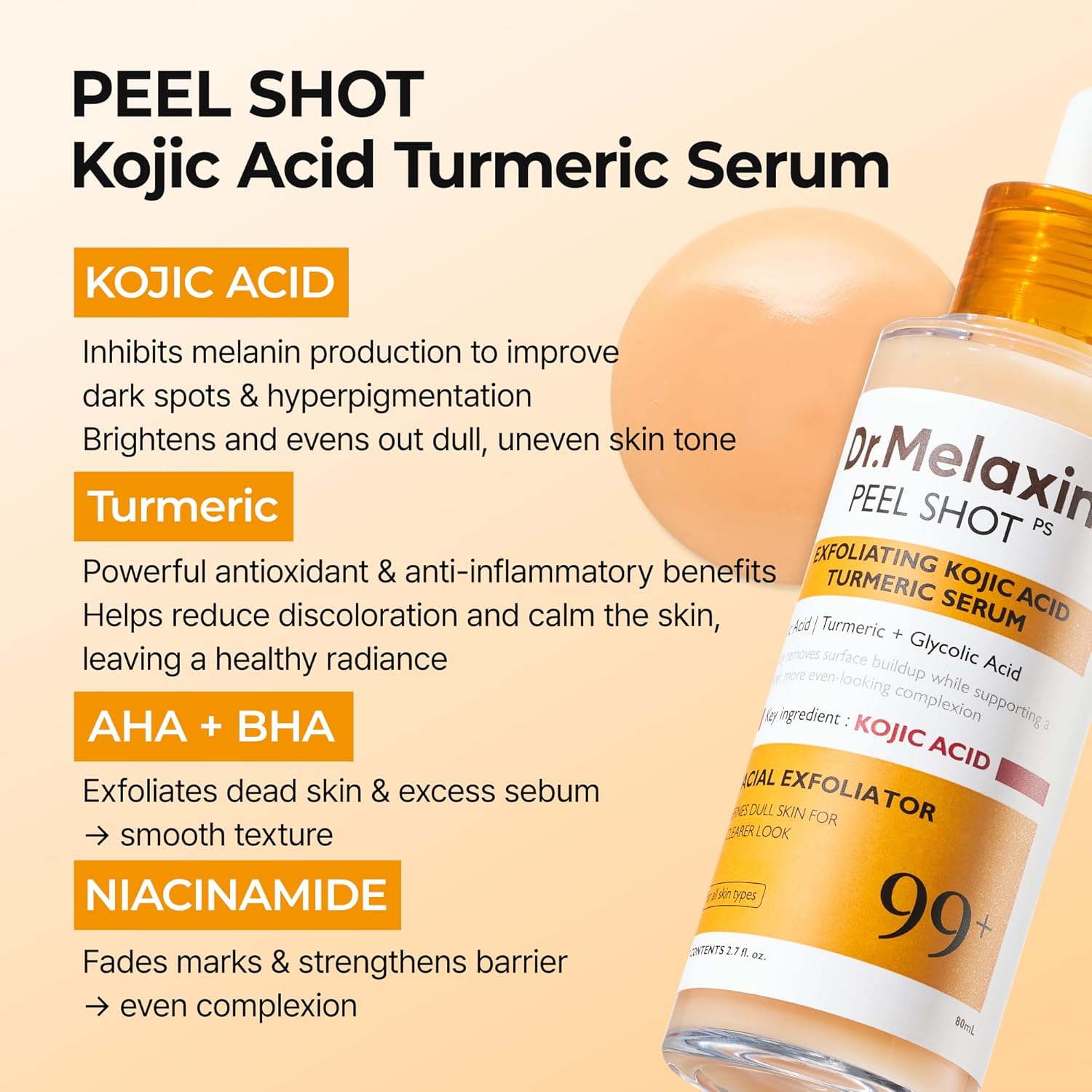 Dr. Melaxin Peel Shot Suero de ácido kójico y cúrcuma 80ml