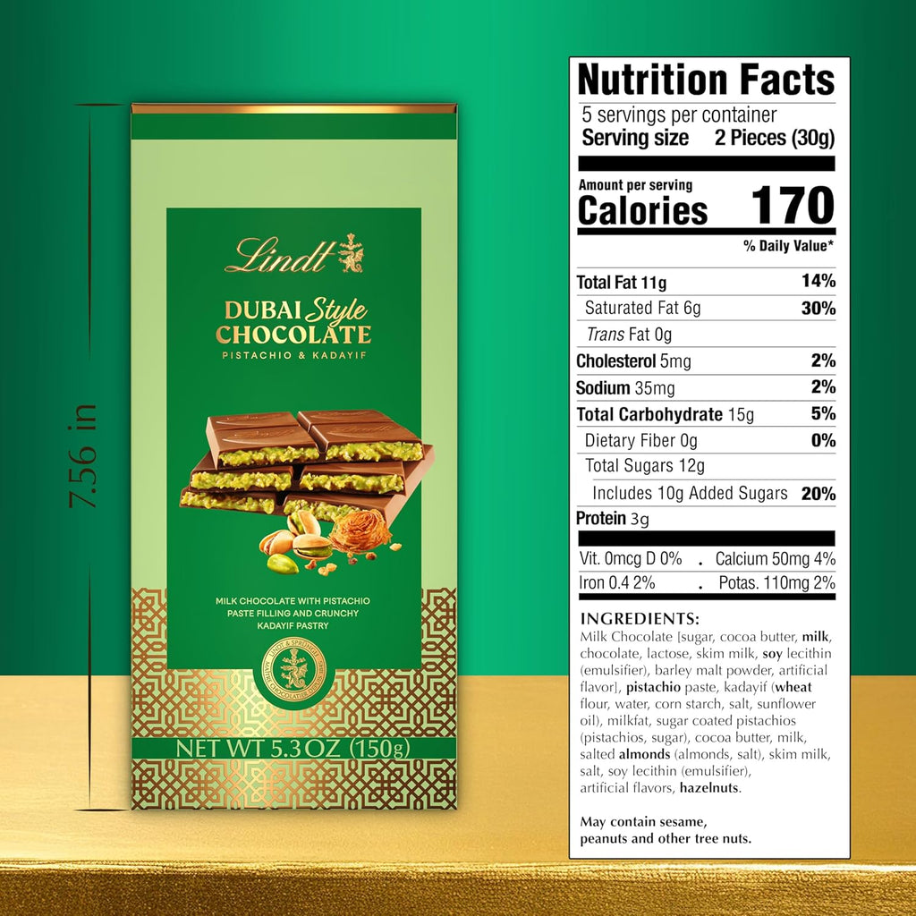 Lindt Chocolatina estilo Dubai Pistacho Y Kadayif