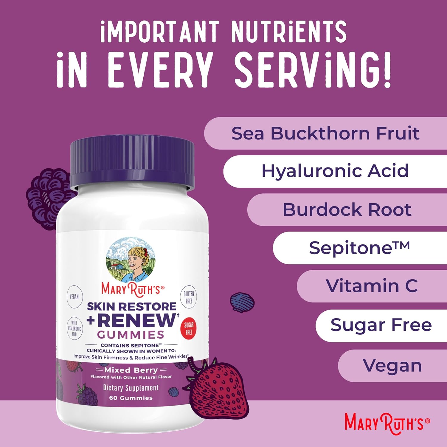 MaryRuth's Skin Restore + Renew Gummies