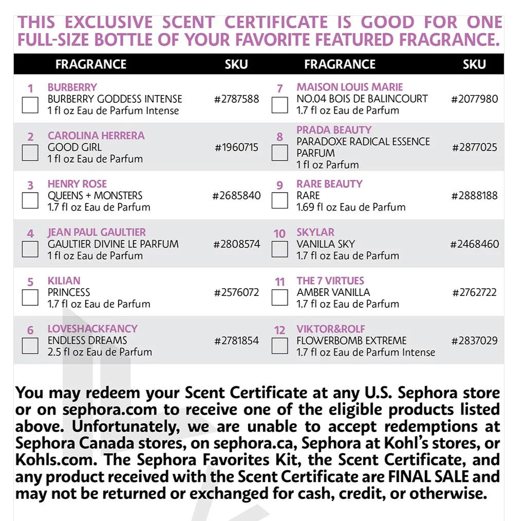 Sephora Perfume Sampler Set with Floral & Vanilla